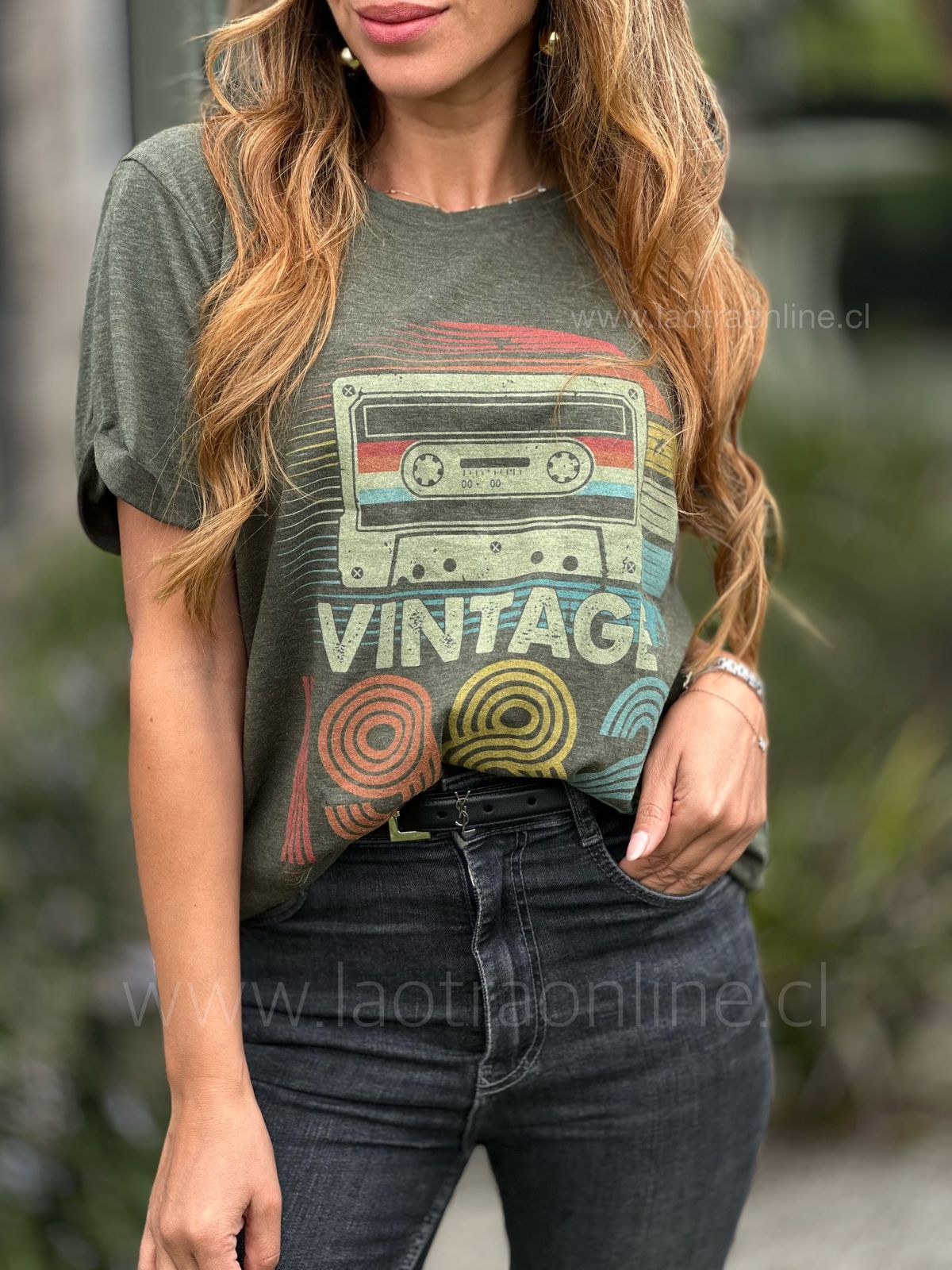 Polera Vintage olivo