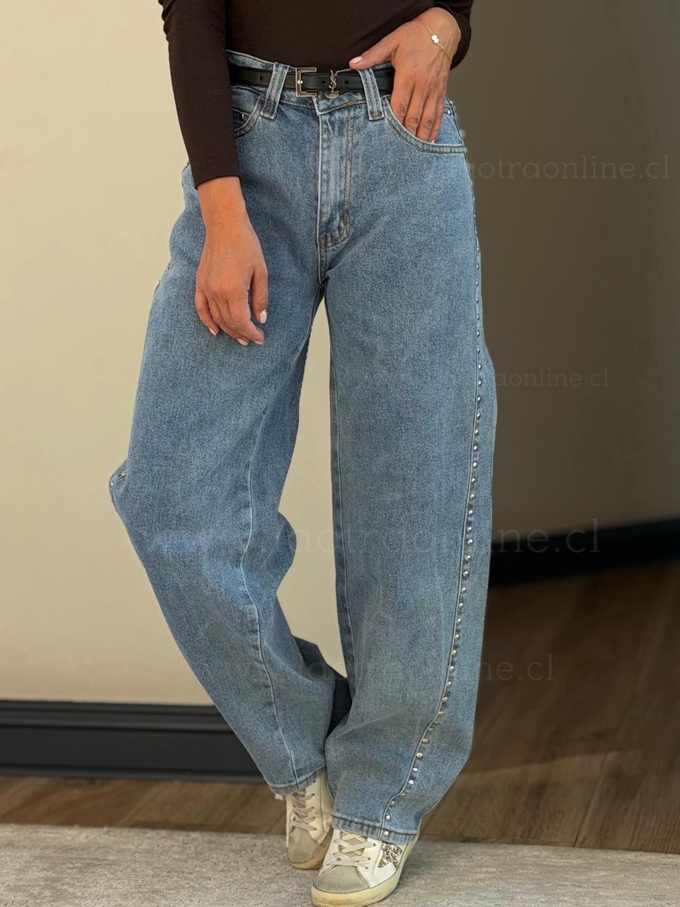 Baggy Estrella tachas celeste